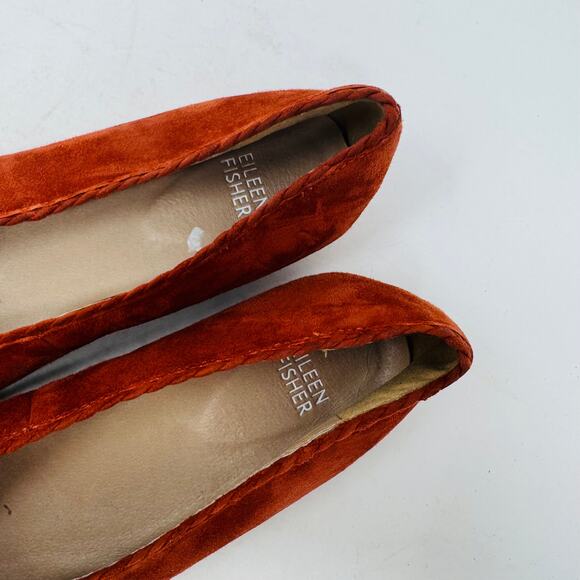 Eileen Fisher Women’s Size 8 Rust Suede Ballet Flats Slip On Shoes - Picture 3 of 13